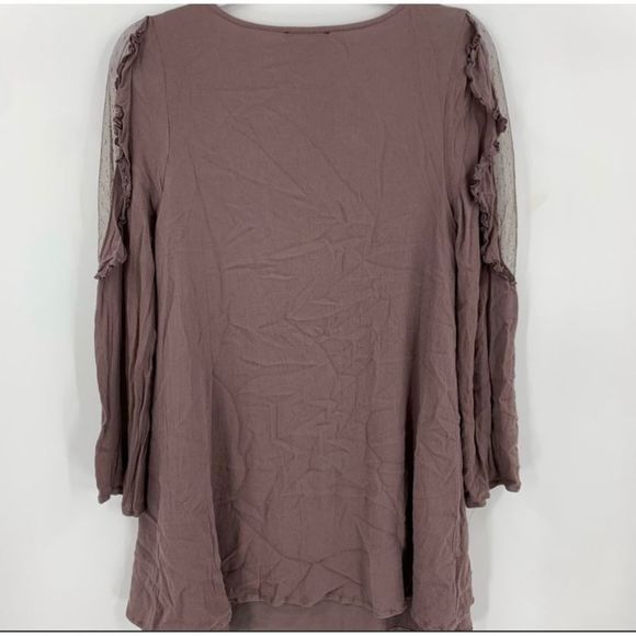 Very J Taupe Violet Long Sleeve Tunic Sheer Women’s Small - Picture 5 of 7
